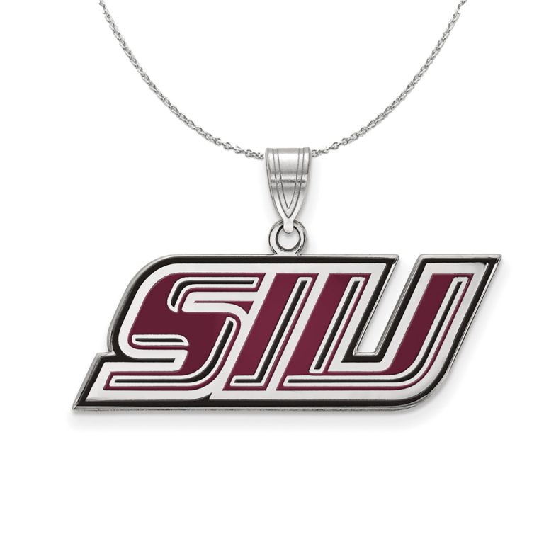 Sterling Silver Southern Illinois U. Small Enamel Necklace