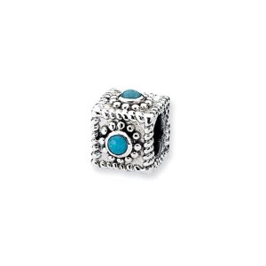 Sterling Silver Square Turquoise Bead Charm