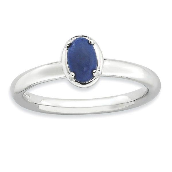 Sterling Silver Stackable Blue Lapis Ring, size 5