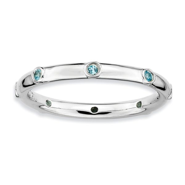 Sterling Silver Stackable Blue Topaz Accent 2.25mm Band, Size 6