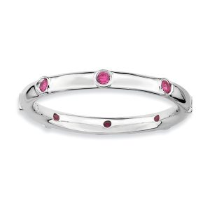 Sterling Silver Stackable Created Ruby 2.25mm Band, Size 6