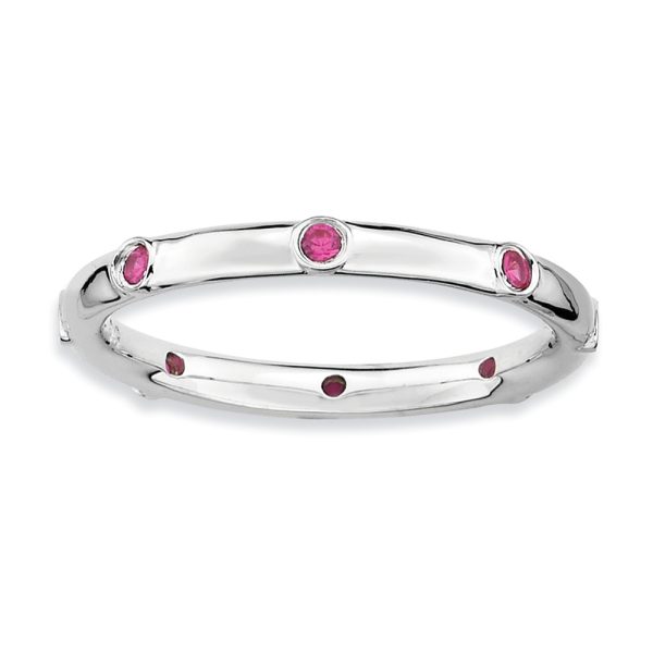 Sterling Silver Stackable Created Ruby 2.25mm Band, Size 6