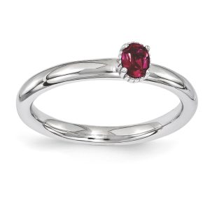 Sterling Silver Stackable Created Ruby Oval Single Stone Ring Size 10