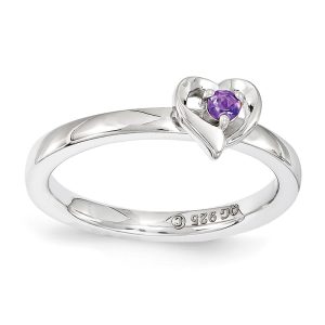 Sterling Silver Stackable Expressions Amethyst 6mm Heart Ring Size 9