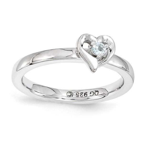 Sterling Silver Stackable Expressions Aquamarine 6mm Heart Ring Size10