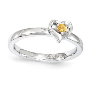 Sterling Silver Stackable Expressions Citrine 6mm Heart Ring Size 7