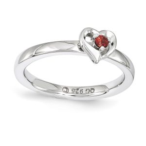 Sterling Silver Stackable Expressions Garnet 6mm Heart Ring Size 7