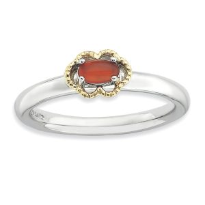 Sterling Silver Stackable Red Agate 2.25mm Ring, size 6