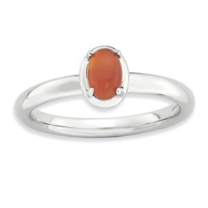 Sterling Silver Stackable Red Agate Ring, size 5