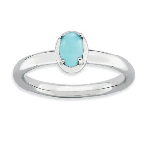 Sterling Silver Stackable Turquoise Ring, size 9