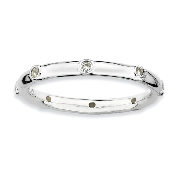 Sterling Silver Stackable White Topaz Accent 2.25mm Band, Size 9