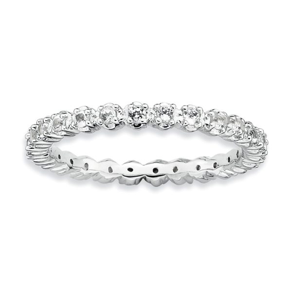 Sterling Silver Stackable White Topaz Band, Size 7