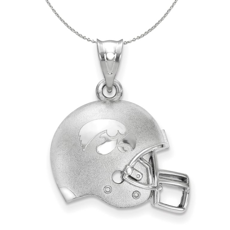 Sterling Silver The U. of Iowa 3D Football Logo Helmet Necklace