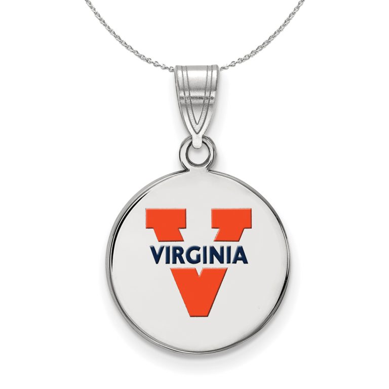 Sterling Silver U of Virginia Medium Enamel Disc Necklace