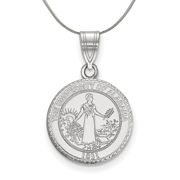 Sterling Silver U. of Alabama Medium Crest Pendant Necklace