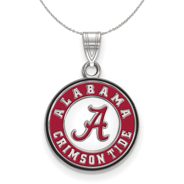 Sterling Silver U. of Alabama Small Enamel Disc Pendant Necklace