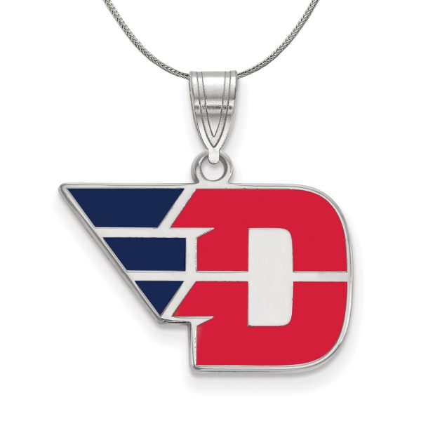 Sterling Silver U. of Dayton Medium Enamel Pendant Necklace