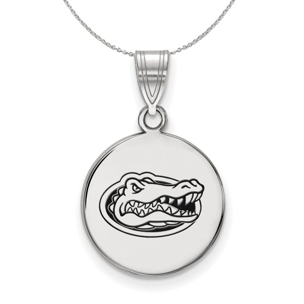 Sterling Silver U. of Florida Medium Enamel Disc Pendant Necklace