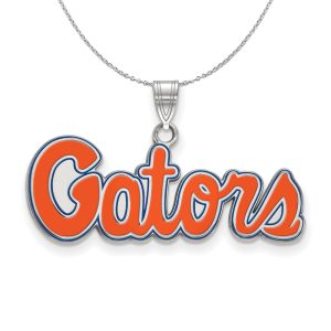 Sterling Silver U. of Florida Small Enamel Script Necklace