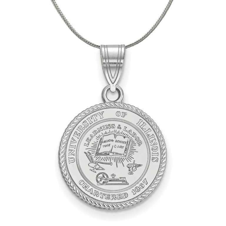 Sterling Silver U. of Illinois Medium Crest Disc Necklace