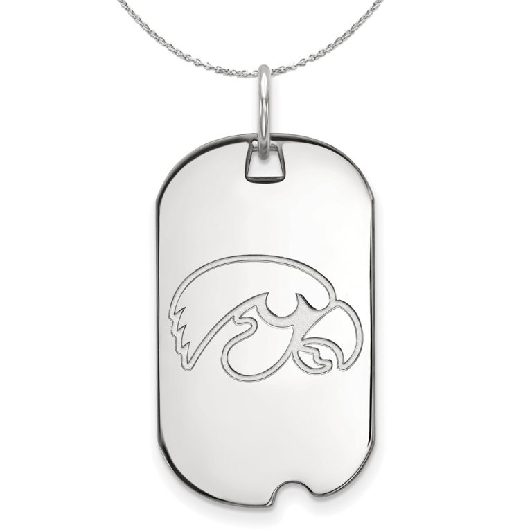 Sterling Silver U. of Iowa Dog Tag Pendant Necklace