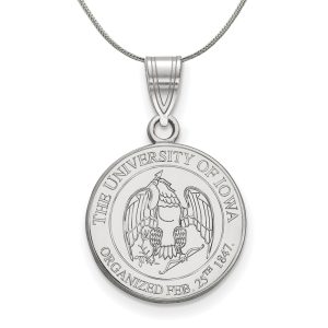 Sterling Silver U. of Iowa Medium Crest Disc Necklace