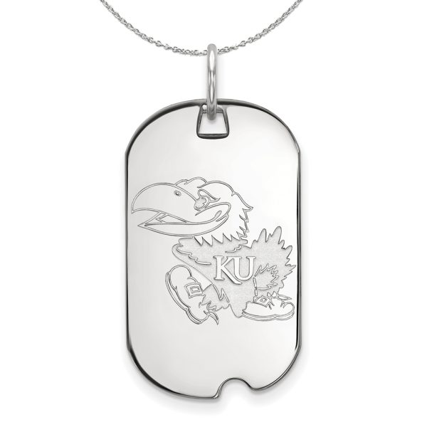 Sterling Silver U. of Kansas Dog Tag Pendant Necklace