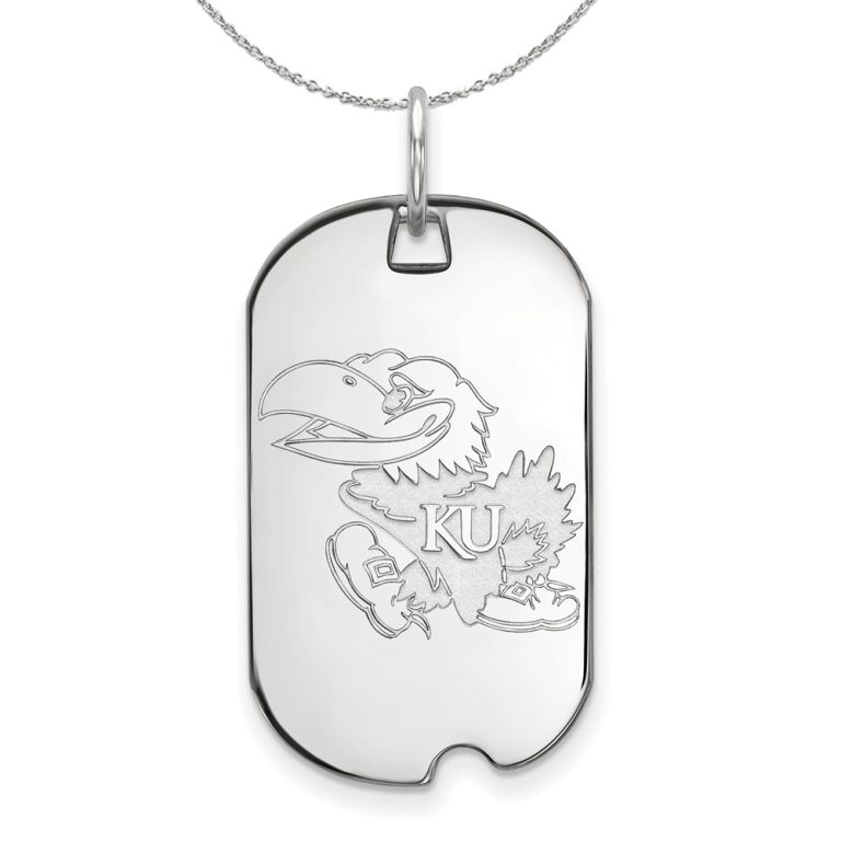 Sterling Silver U. of Kansas Dog Tag Pendant Necklace