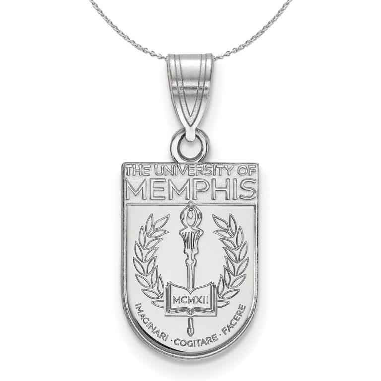 Sterling Silver U. of Memphis Medium Crest Shield Necklace