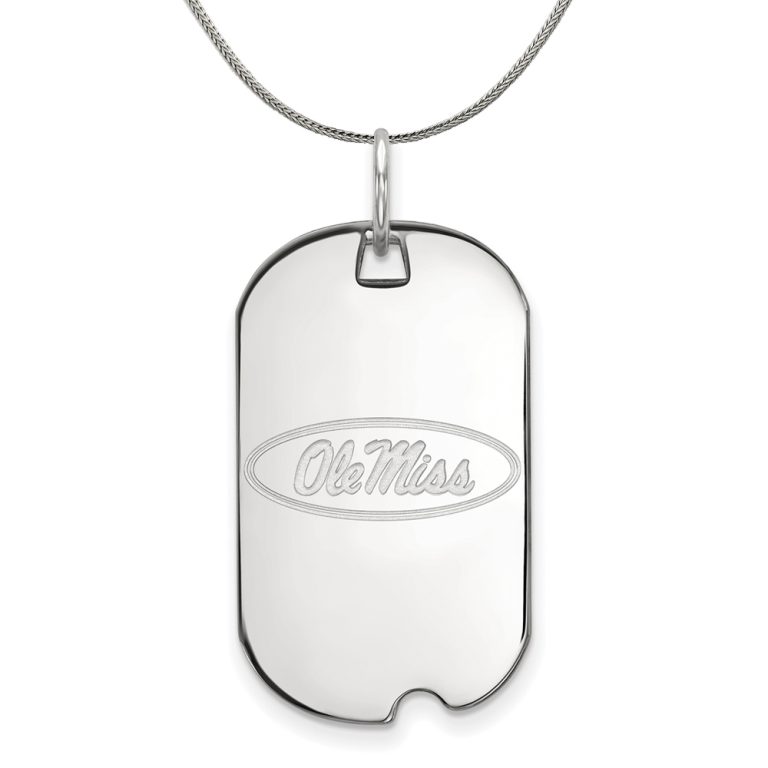 Sterling Silver U. of Mississippi Dog Tag Pendant Necklace