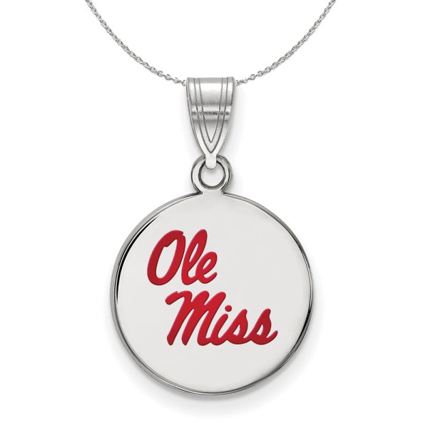 Sterling Silver U. of Mississippi Medium Enamel Disc Necklace