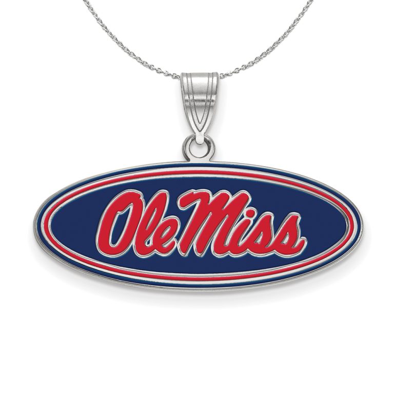 Sterling Silver U. of Mississippi Medium Enamel Pendant Necklace