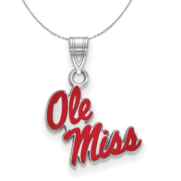 Sterling Silver U. of Mississippi Small Enamel Pendant Necklace