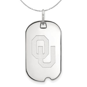 Sterling Silver U. of Oklahoma Dog Tag Necklace