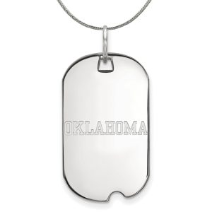 Sterling Silver U. of Oklahoma Dog Tag Pendant Necklace