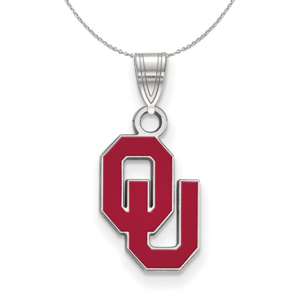 Sterling Silver U. of Oklahoma Small Enamel Pendant Necklace