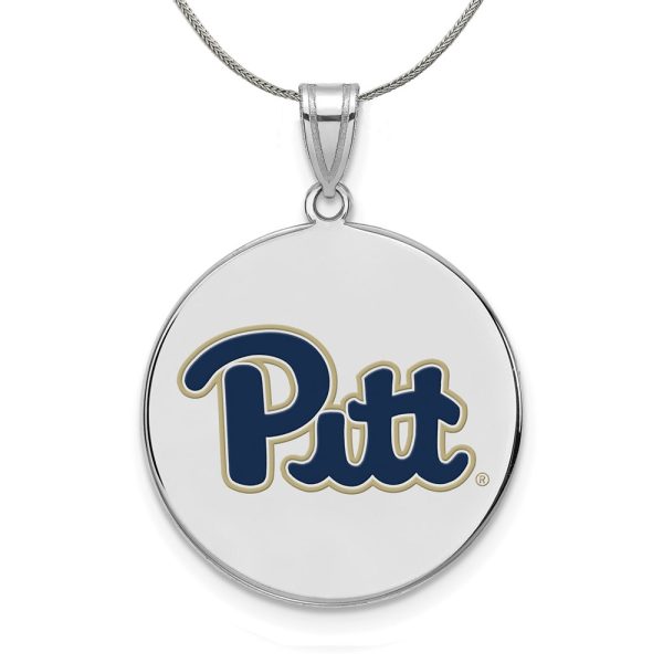 Sterling Silver U. of Pittsburgh Medium Enamel Disc Necklace