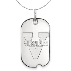 Sterling Silver U. of Virginia Dog Tag Pendant Necklace