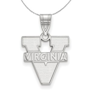 Sterling Silver U. of Virginia Medium 'V' Logo Necklace