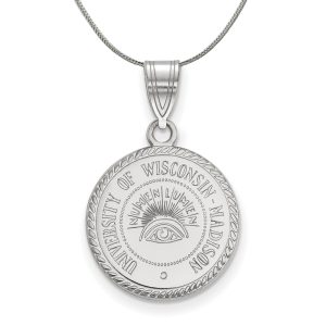 Sterling Silver U. of Wisconsin Medium Crest Disc Necklace