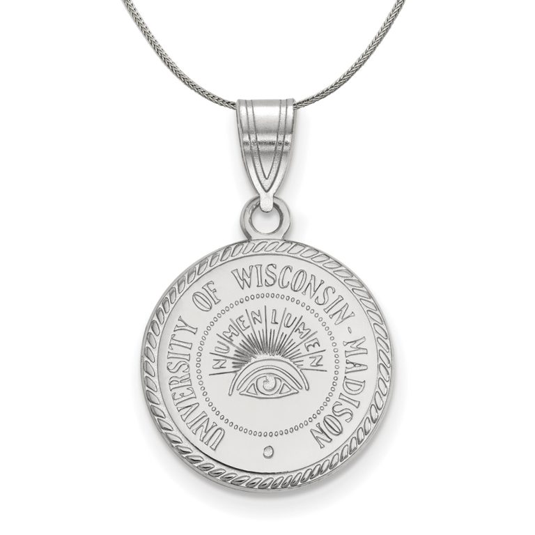 Sterling Silver U. of Wisconsin Medium Crest Disc Necklace