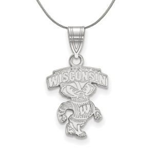 Sterling Silver U. of Wisconsin Medium Logo Necklace