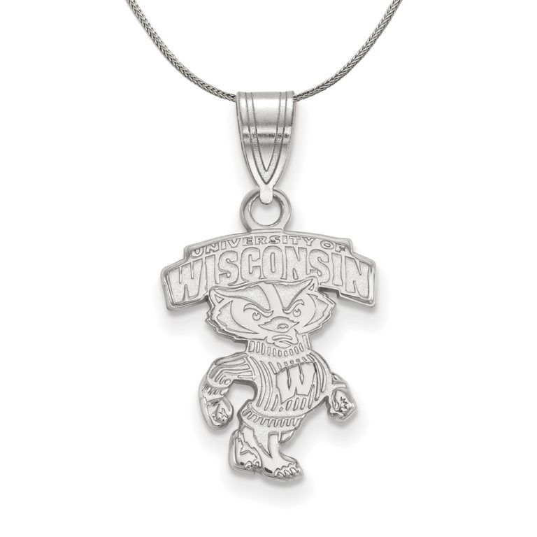 Sterling Silver U. of Wisconsin Medium Logo Necklace