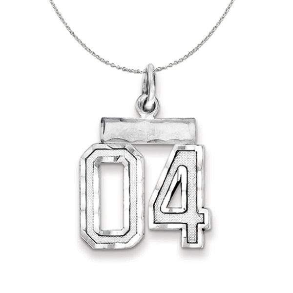 Sterling Silver, Varsity Collection, Small D/C Number 04 Necklace