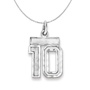 Sterling Silver, Varsity Collection, Small D/C Number 10 Necklace