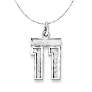 Sterling Silver, Varsity Collection, Small D/C Number 11 Necklace