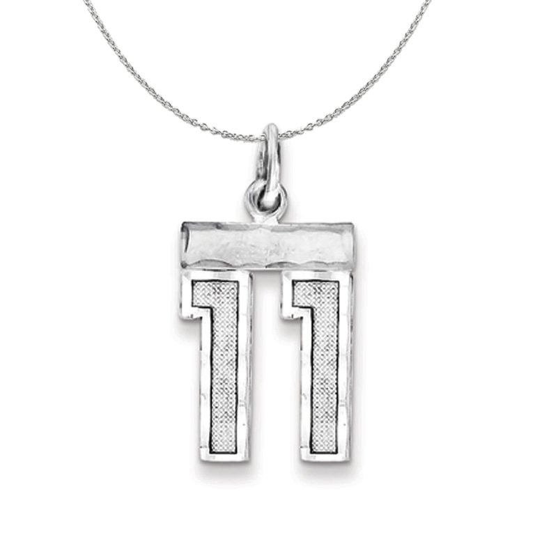 Sterling Silver, Varsity Collection, Small D/C Number 11 Necklace