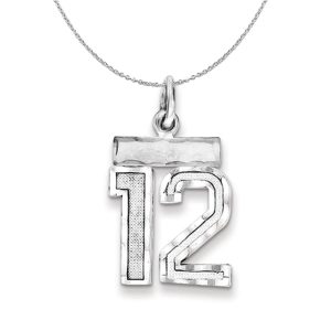 Sterling Silver, Varsity Collection, Small D/C Number 12 Necklace