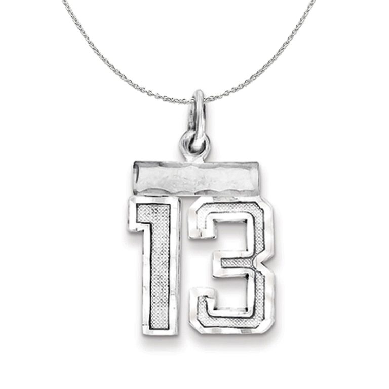 Sterling Silver, Varsity Collection, Small D/C Number 13 Necklace