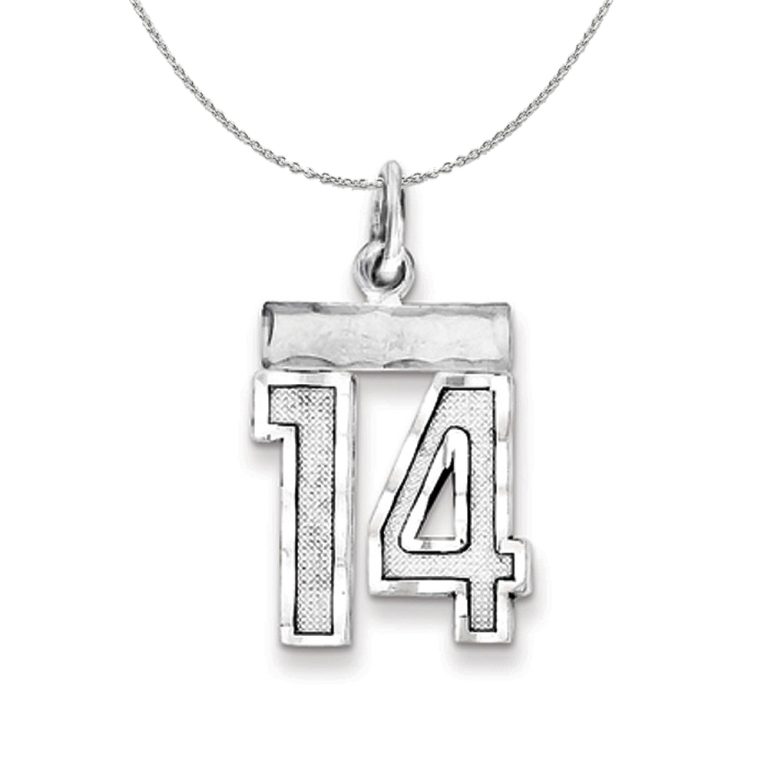 Sterling Silver, Varsity Collection, Small D/C Number 14 Necklace